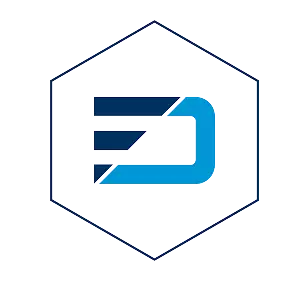 Fountain Digital Logo. Blue and Dark Blue in a shape